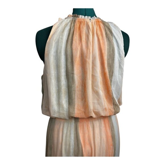 Chico’s Watercolor Coral Striped Flowy Maxi Dress Sz3=16 Beach Vacation Romantic - Picture 4 of 11